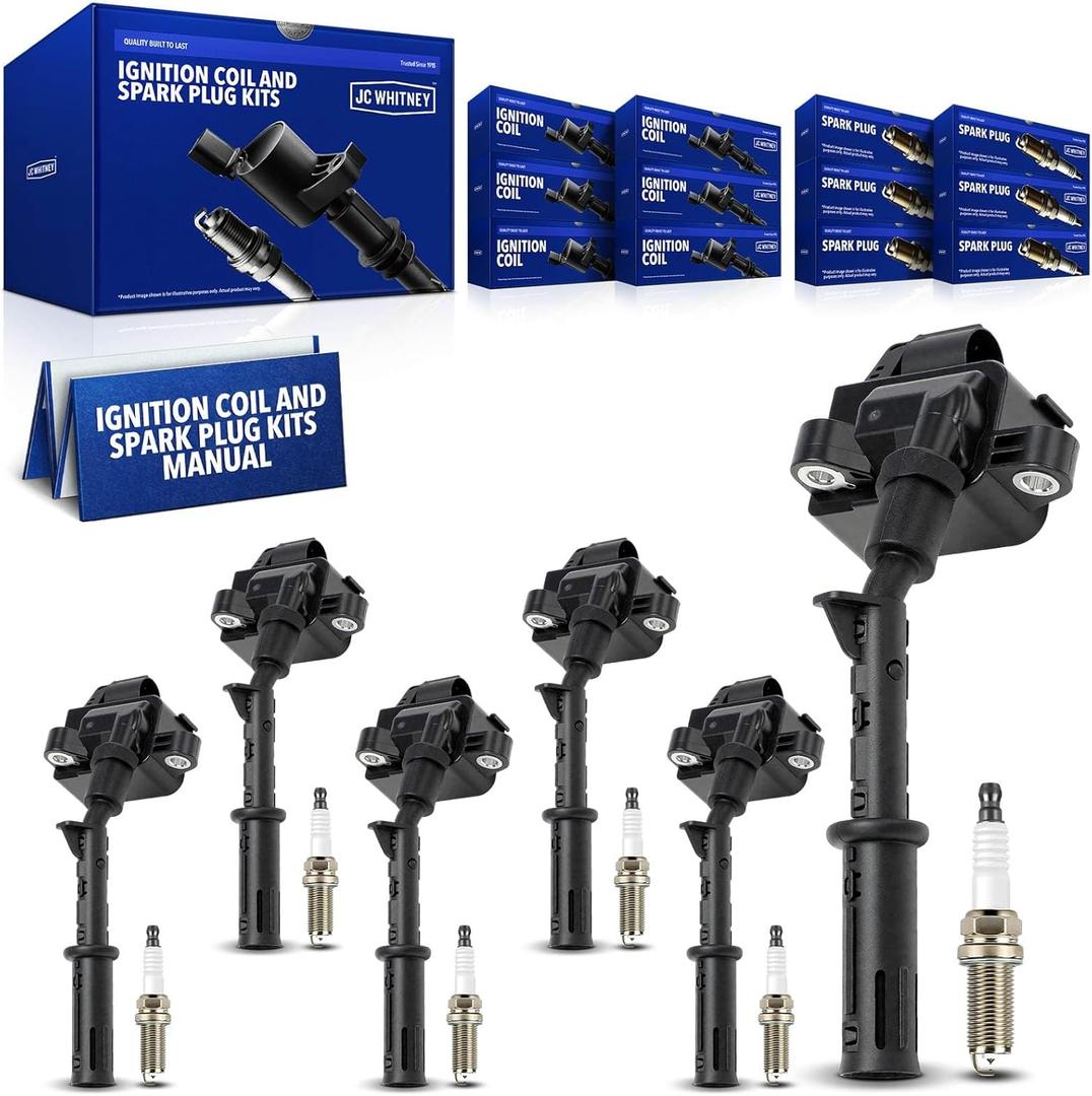 JC Whitney JFBAJCWICK00285 6pcs Ignition Coils & 6pcs Iridium Spark Plugs Kit - Compatible with Mercedes-Benz ML350 2012-2015 - 3.5L Cyl.6