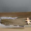 Bucherry 4 Pcs Jumbo Large Wooden 25.6 Inch Baby in Manger Christmas Nativity Scene Manger with Resin Baby Religious Decoration and Natural Hay for Traditional Religious Xmas Indoor Outdoor Decor