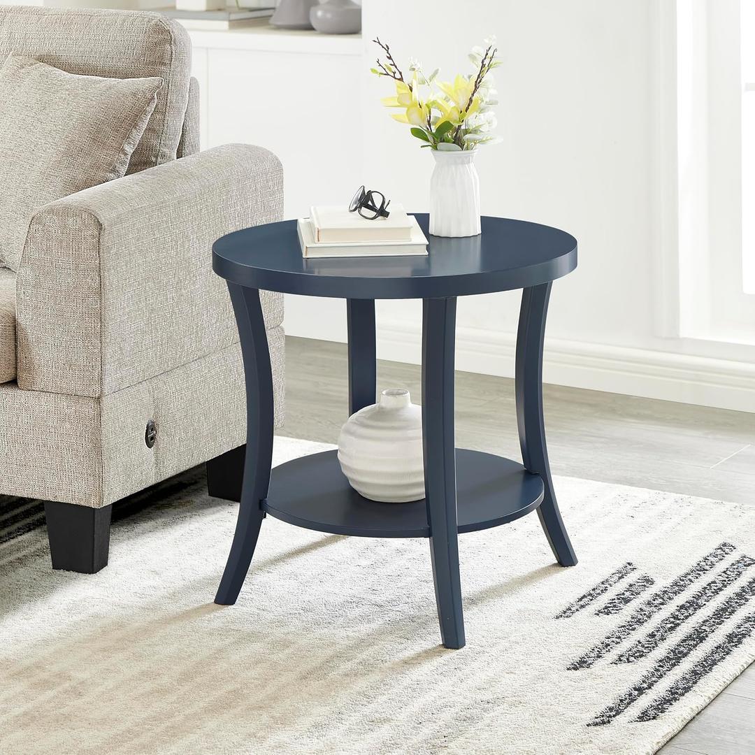 Roundhill Furniture Perth Contemporary Round End Table with Shelf,  Set up Dimension: 23.3" W x 23.3"D x 23.5"H, 
Size	End Table