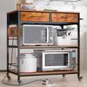 Kitchen Island with Storage,Rolling Kitchen Island Cart with Power Outlet,Industrial Kitchen Island on Wheels,Kitchen Cart for Home