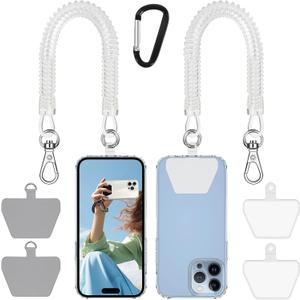 Doormoon Phone Lanyard Leash with 4 Patch, 2* Phone Tether, 4* Phone Tether Tab, 1* Carabiner for Climbing Outdoor Hiking Cycling Skiing Compatible for Smartphones Keys