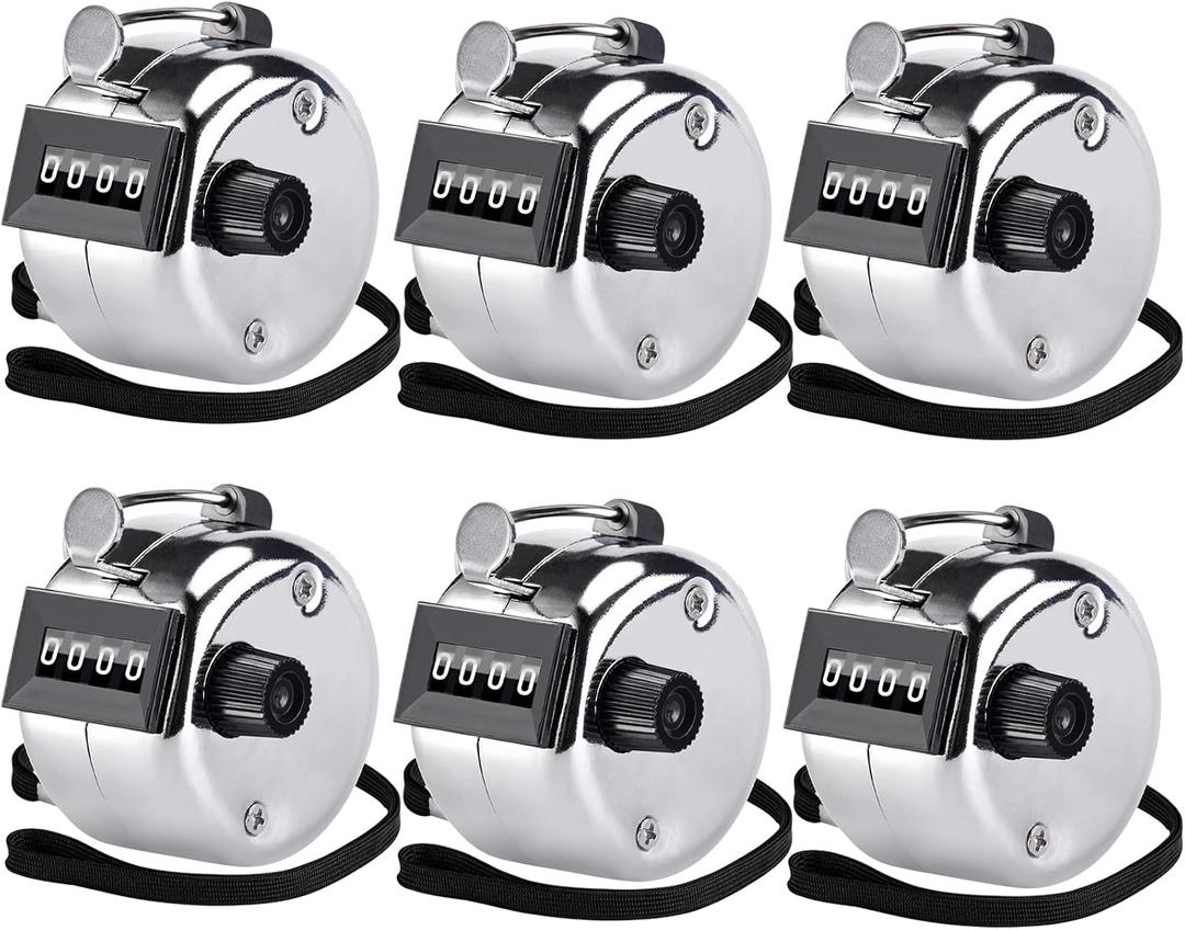 KTRIO Pack of 6 Colors Handheld Tally Counter, 4-Digit Number Clicker Counter, Hand Mechanical Pitch Counter for Coaching, Knitting, People, Lap, Fishing, Golf, Toddler & Fidget