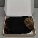 REECHO Warm Knitted Beanie Wig With 12" Beach Wavy Hair Extension - Synthetic Hairpiece for Women - Black Hat, Deep Brown With Highlights