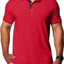 Golf Polo Shirts for Men Short Sleeve Quick Dry Performance Moisture Wicking (Red, S)