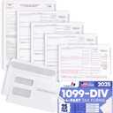1099 DIV Forms 2025, 4 Part 25 Pack of Dividend Income and Distribution IRS Forms 2025, with Self-Seal Envelopes in Value Pack Compatible with QB and Accounting Software