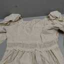 Women Dress 2025 Trendy Vintage Apricot V-Neck Hollow Crochet Long Sleeve Elastic Waist Loose Hem Bohemian Mini Dress Size M