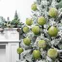3.15 Inch Velvet Christmas Tree Ornaments12 Pcs Christmas Balls Bulk Set with Golden Hand-Painted PatternPlastic Shatterproof Xmas Hanging Ornaments Decorations for Tree Garland(Olive Green)