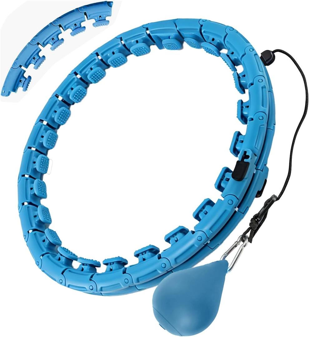 OurStarry 34 Knots Weighted Workout Hoop Plus Size, Smart Waist Exercise Ring for Adults Weight Loss (32 Knots Blue)