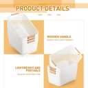 Tioncy 4 Pcs White Mesh Baskets with Wooden Handles Plastic Storage Organizer Baskets Pantry Basket Fruit Vegetables Gathering Basket Bin for Organizing Cabinet Closet Bedroom Kitchen(Large)