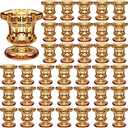 Foaincore 36 Pcs Candlestick Holders Bulk 2.36 Inch Taper Candle Holders Small Glass Candle Holder for Wedding Table Centerpiece Party Decoration (Amber)