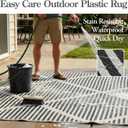Wonnitar Outdoor Rug 6x9, Waterproof Reversible Plastic Straw Rug for Patio, Foldable Camping Mat with Carry Bag for RV, UV-Resistant Outside Rug for Deck, Balcony, Beach, Black & Grey