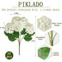 2 Bunchs 21in.White Real Touch Hydrangea Artificial Flowers,with 10pcs Flower Heads 20pcs Green Leaves. Faux Hydrangea Flowers. for Home Office Decor Wedding Party Arrangements (2, White)