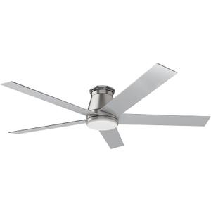 wurzee 60 inch Flush Mount Ceiling Fan Brushed Nickel ceiling fans with lights 6 Speeds DC Reversible Motor, Timing, Dimmable, 5 Blades for Bedroom,Living Room Dining Room Patio