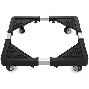 HQO LOVL Mini Fridge Stand with 4 Locking Wheels 17.7"-25.6" Adjustable Dolly Washing Machine Stand Base，for Furniture Portable Refrigerator Dryer Stand（Black）