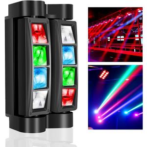 2025 Spider Beam Moving Head DJ Light 8 LEDs, RGBW Disco Strobe Light Party Lights, DJ Stage Lights, DMX512 & Sound Control for Christmas Halloween Birthday Wedding Karaoke Bar Decorations