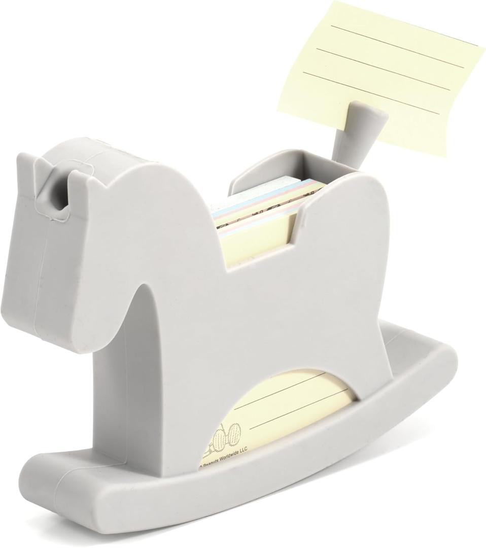 Li&Zhao Wobble Horse Sticky Note Holder Silicone Label Holder Stand, 2026 Year of the Horse Good Luck Stable Rocking Horse Design for Tabletop Organizer, Office Desk Accessory, Home Decoration(Gray)