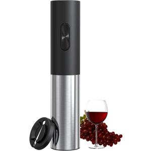 COKUNST Electric Wine Openers, Reusable Wine Bottle Corkscrew Opener with Foil Cutter, Battery Operated Stainless Steel Wine Remover for Home Kitchen Party Bar Restaurant (Single, Black)