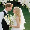 Sherika 38 Inch Orchid Artificial Flowers Real Touch Latex Fake Phalaenopsis Orchid Branches 9 Large Blooms, Faux Orchids Stems for Home Office Wedding Decoration(Green White, 2PCS)