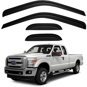 Window Rain Guards Visors for 1999-2016 Ford F250 F350 F450 Super Duty Extended Cab, Window Vent Wind Shades Deflectors for 99-16 F-250 F-350 F-450 SuperCab