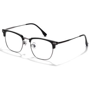 Blue Blocker Glasses for Men Metal Browline Computer Gaming Glasses With Blue Ray Filter (Gunmetal/Black TR90 Eyeglasses) (15208-gunmetal)