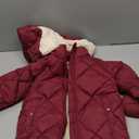 Amazon Essentials Toddler Girls' Long Quilted Cocoon Puffer Coat, Ecru Raspberry Red Shearling, 2T