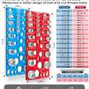 62 Pcs Nut and Bolt Thread Checker - 25 Standard + 25 Metric Thread Gauges | 12 Drill Bit Gauges, Wall-Mountable Bolt Size Finder for Identifying Fastener & Drill Bits