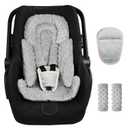 Infant Car Seat Insert Boy Girl, 3 in 1 Newborn Carseat Insert with Strap Pads, Car Seat Head Support for Baby Strollers, Swings, and Bouncers, Comfortable and Machine Washable, Grey