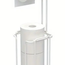 zccz - Toilet Paper Holder Stand - Tissue Holder for Bathroom with Shelf (White)