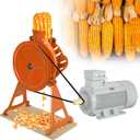 Corn Sheller and Stripper Machine - Hand Crank & Electric Corn on the Cob Remover with Fixed Wooden Base, Sturdy All-in-One Shelling Design