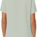 Anydeer Womens Short Sleeve Summer Tunic Tops Dressy Chiffon Blouse Henley Shirts 2025 Casual Pullover (Green, M)