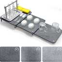 3Pcs Nesting Stone Drying Mat for Kitchen Counter, Quick Drying Stone Dish Drying Mat with Non-Slip Feet, Super Absorbent Heat Resistant Diatomaceous Earth Dish Drying Mat for Dishes, Bottles-Curve, Gray 