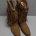 DREAM PAIRS Girls Cowboy Boots with Tassel Fringe Cowgirl Boots Kids Western Boots Stylish & Comfortable (5 Big Kid, Brown)