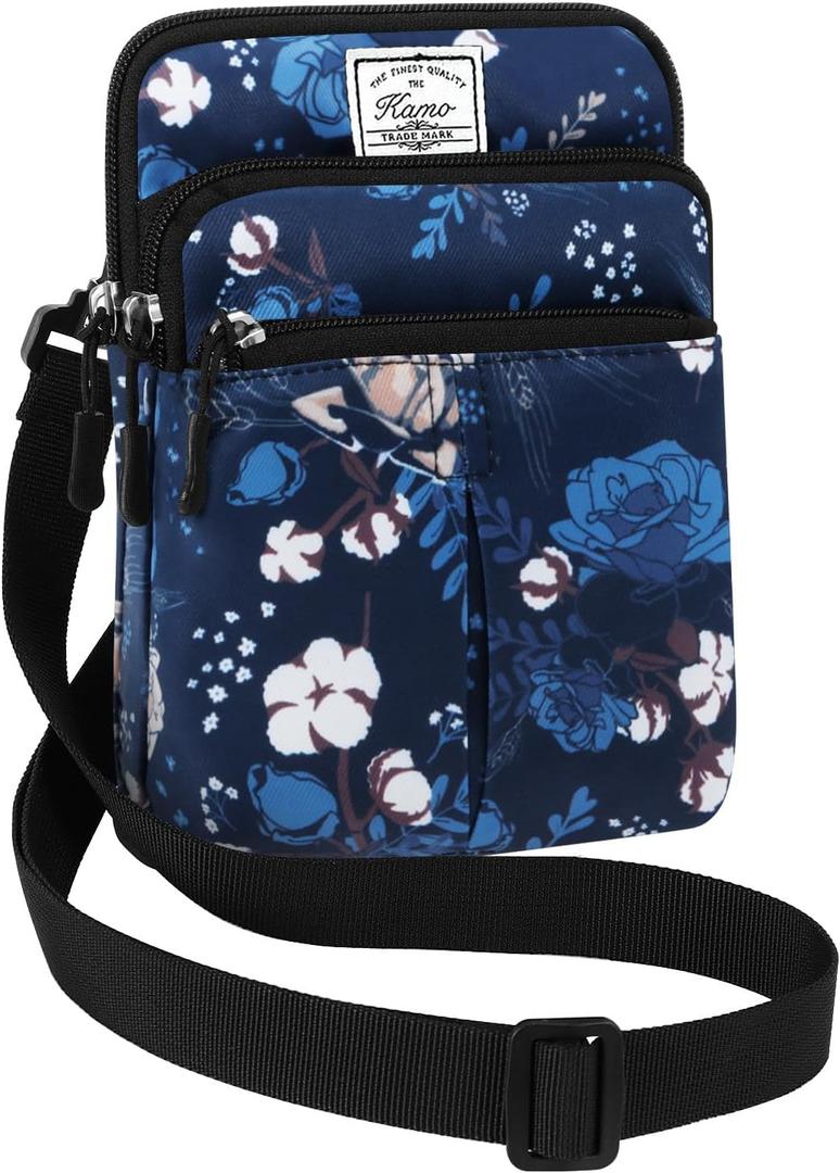 KAMO Multifunction Phone Waist Bag - One Shoulder Diagonal Crossbody Purse for Women & Men (One Size, Blue-Cotton)