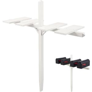 Colingmill White Mailbox Post Sleeve Pine Wood Mailbox Stand Without Mail Boxes for Home Garden Outdoor Decoration(54 x 54 Inches,4 Mailboxes)