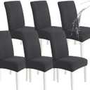 SYSLOON Waterproof Chair Covers for Dining Chairs – 6 Pack,Dark Gray | 100% Waterproof Material,Washable & Removable,Protect Against Spills,Dining Chairs