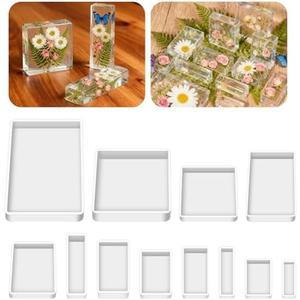 12 Sizes Silicone Epoxy Resin Molds, Square Rectangular Resin Art Display Mold, Soft and Easy to Unmold, Silicone Casting Molds, for Soap, Candles, Specimen, Dried Flower, DIY Handicrafts