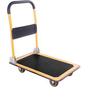 MaxWorks 80876- Foldable Platform Truck Push Dolly 330 lb. Weight Capacity Black and Yellow 28.75" x 18.75" x 33"