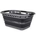 Collapsible Laundry Basket | Portable | Space Saver Storage | Hold 2 Loads | Store Under the Bed or Closet | Good for Kids | Dorm | Bedroom | Large | Grey/Black (1 Pack Grey)