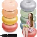 Lewtemi 8 Pcs Flexible Seating for Classroom Elementary 20'' Yoga Ball Chair Large Inflatable Donut Exercise Ball Chair Wobble Seat with Inflator for Kids Student Sensory Balance (Boho Color)
