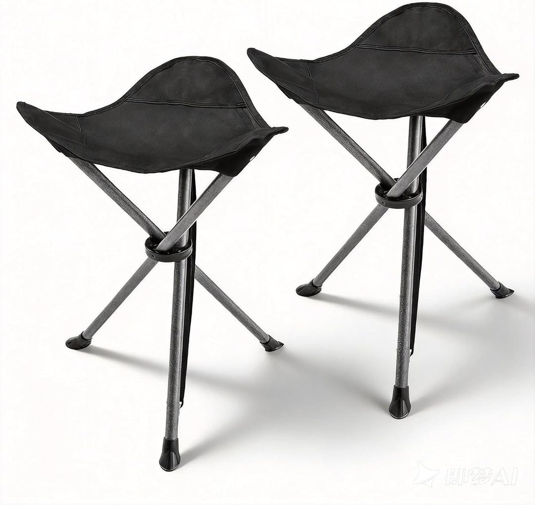 2 Pack Camping Stools, 22.4" Extra Tall Tripod Stool for Adults | 600D Oxford, Water-Repellent & Rust-Resistant, 250lbs Capacity, 2.6lbs Each, Folds to 27in, for Camping Fishing Hiking Golf