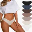 SHARICCA Women Seamless Cheeky Bikini No Show Panties Ladies Invisible Breathable Briefs Soft Stretch Underwear Multi Pack M