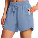 Ksmien Women's 5"/ 7" Athletic Running Shorts Quick Dry Lightweight Workout Gym Shorts with Zipper Pockets UPF 50+, M