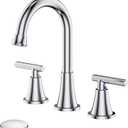 Bathroom Faucets for Sink 3 Hole, Hurran Chrome Bathroom Sink Faucet with Pop-up Drain and Supply Lines, Stainless Steel Lead-Free Widespread Faucet for Vanity RV Farmhouse Sink