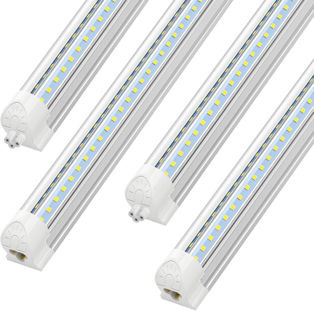 SHOPLED 4FT LED Shop Light, 40W 5500LM 6000K Cool White, V Shape, Linkable T8 LED Tube Lights 4FT, 4 Foot Shop Lights for Workshop, Plug and Play, 4 Pack