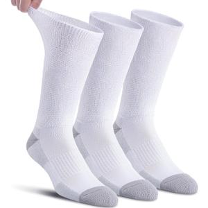 Diabetic Socks for Men & Women  Viscose from Bamboo Crew Socks, Non-Binding, Cushioned Athletic for Sensitive Feet, 3 Pairs (Large)