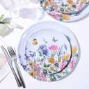 12 Piece Melamine Dinnerware Sets - Plates And Bowls Sets Floral Dinnerware Sets- Spring Camping Dishes Indoor Outdoor Use, Flowers And Butterflies Pattern