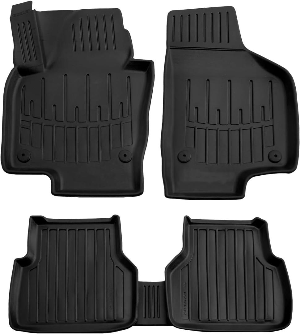 3D Floor Mats for 2009-2017 Volkswagen Tiguan Heavy Duty, Custom Fit, All Weather Liner Front & 2nd Row Full Set Rubber, Black