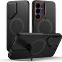 SURITCH for Samsung Galaxy S25 FE Phone Case, Magnetic Protective Cover with Camera Cover & Adjustable Metal Kickstand for Galaxy S25 FE (2025)-Black