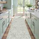 Sage 3x12 Runner Rug for Hallways Bed Side Kitchen, Boho Washable Distressed Low-Pile Floor Entryway Long Bathroom Mat, Non-Slip Laundry Room Washstand Front Carpet 36x144 Inch