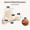 Reading Pillow for Bed,Large Backrest Reading Pillow with Arm Rest,Back Rest Support Cushion for Sit Up on Couch,Sofa,and Floor(White Flannel,Standard(17inch))